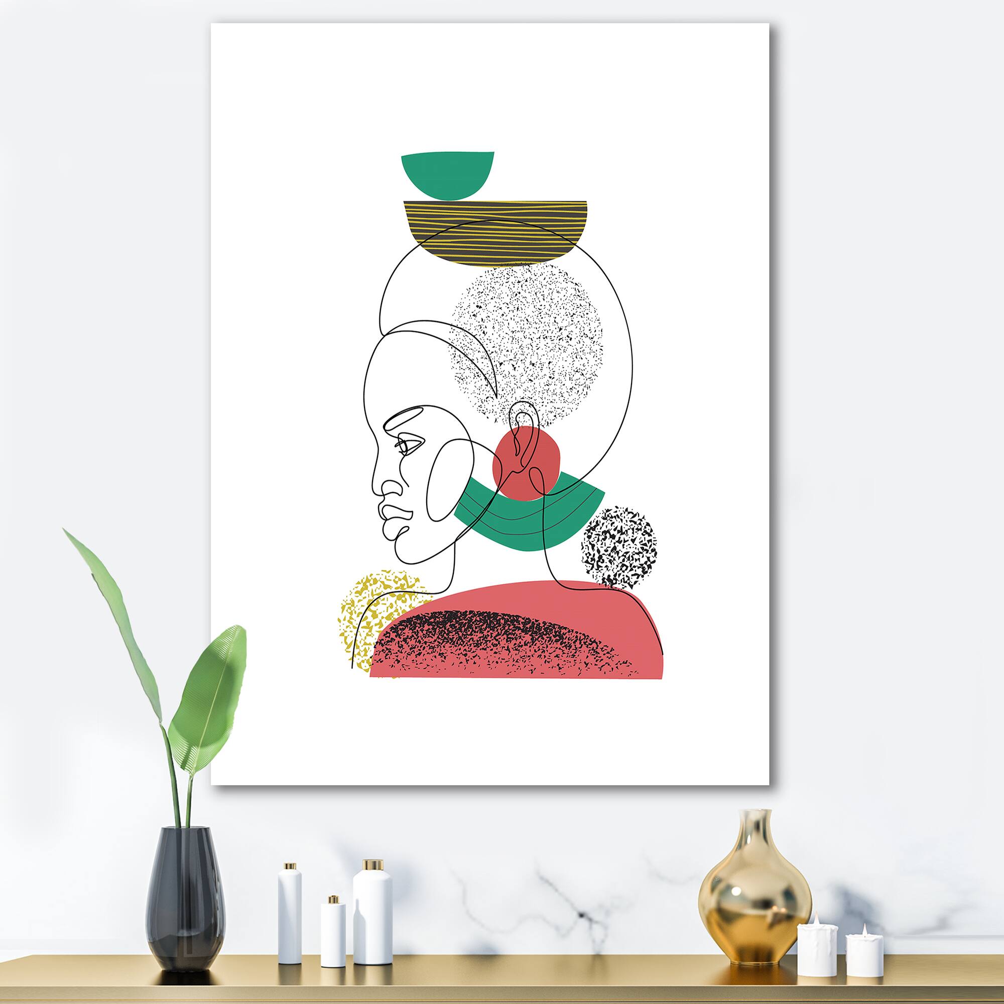 Designart - One Line Portrait of African American Women II